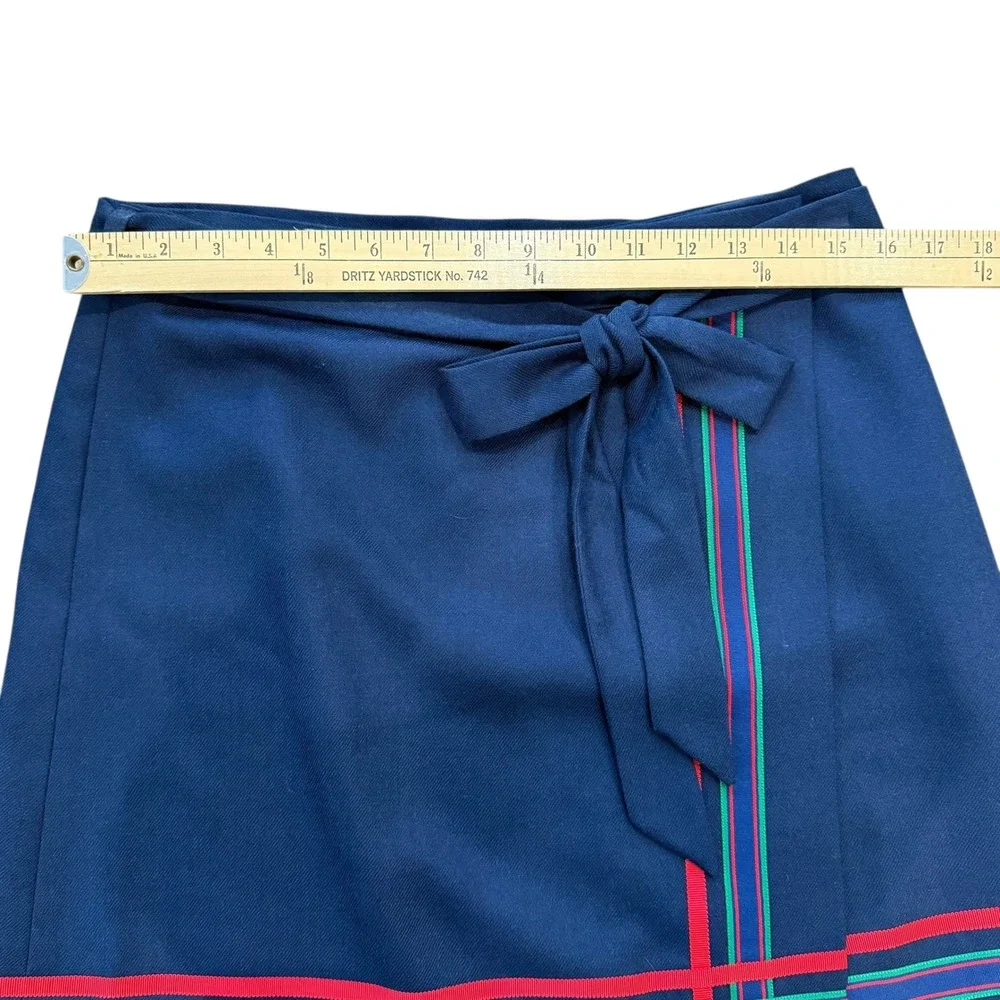 Vineyard Vines‎ Wool Skirt Tartan Wrap Navy Size 8 NWT Grosgrain Skirt